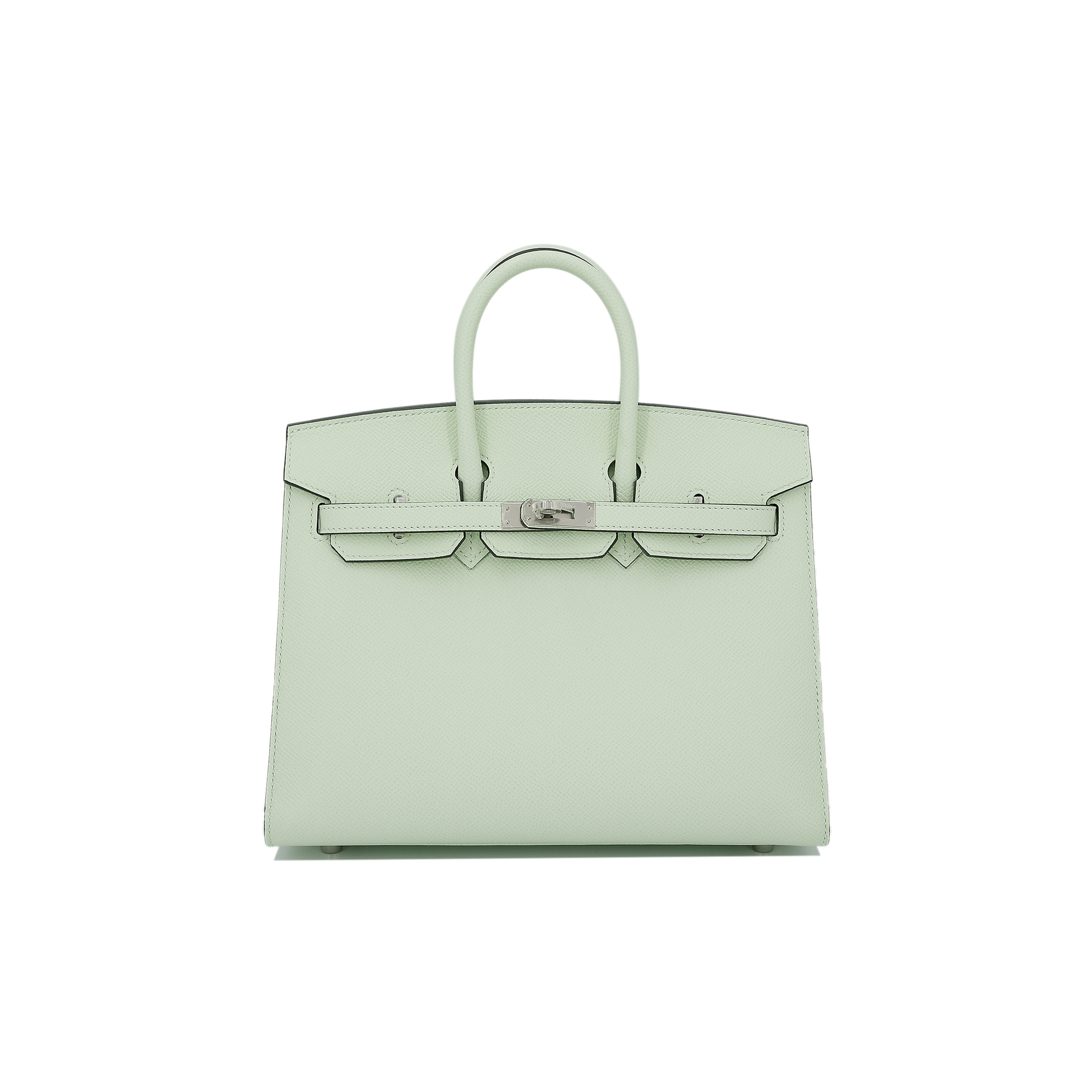 HERMES BIRKIN 25 EPSOM LEATHER BUBBLE GREEN SILVER BUCKLE HANDBAG 2933218830672 (25*20*13cm)